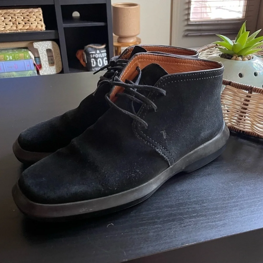 Tod’s Men’s Black Leather Suede Lace Up Chukka Boots‎ Size 6.5
